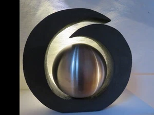 Tierurne Urne bis 60 kg Skulptur Hund Katze Kugel Holz anthrazit Neu - Bild 1 von 4