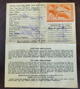 US Duck stamp RW11 on 1944 Idaho Hunting License Lot#J273 - Picture 1 of 2