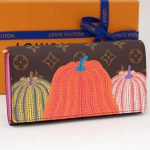 LOUIS VUITTON x YK Portefeuille Sarah NM Kusama Yayoi Monogram Pumpkin MINT - Picture 1 of 10