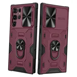 for Galaxy S22 Ultra Kickstand Case with Slide Camera Cover, Built-in Burgundy - Picture 1 of 7