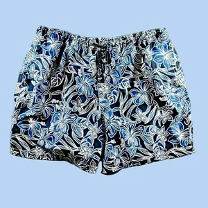 Trader Bay Swim Trunks Mens XL Drawstring Beach Blue Floral Pool Surf Shorts - Picture 1 of 10