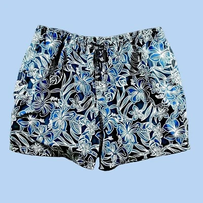 Trader Bay Swim Trunks Mens XL Drawstring Beach Blue Floral Pool Surf Shorts - Image 1 of 4