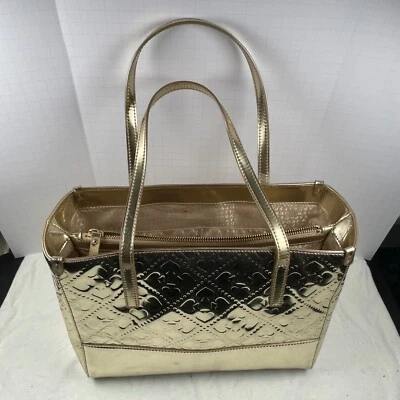 Bolso de Mano Kate Spade Metálico Dorado Repujado Acolchado Corazones Cartera de Hombro Foto 1 de 4
