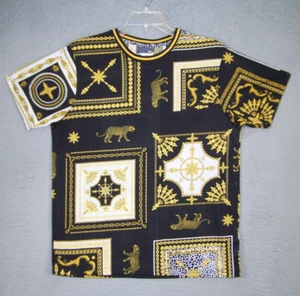 Fresh Prints of Belair Shirt Women Large Black Gold Graphic Cheetah Print Ladies - Picture 1 of 9
