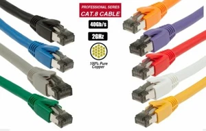 Cable de red Ethernet LAN súper rápido 1 pie blindado S/FTP RJ45 CAT8 40G 2 GHz - Imagen 1 de 28