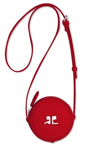 Courreges Paris kleine kreisförmige Umhängetasche aus Leder rot neu mit Etikett! - Bild 1 von 24