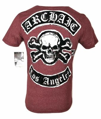 Camiseta para hombre ARCHAIC by AFFLICTION KING calaveras roja tatuaje motociclista S-4XL $40 NUEVA CON ETIQUETAS Foto 1 de 4