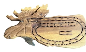 Vintage Bulle Elch Cribbage Brett handgefertigt Holz - Bild 1 von 2