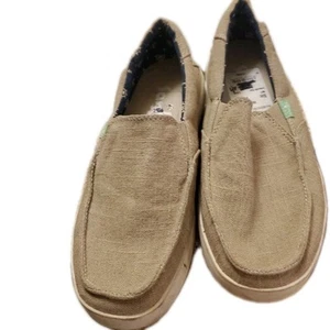 Sanuk Sideline Slip On Sneakers Men’s Size 8.5 Women 10 Canvas Tan Casual - Picture 1 of 7
