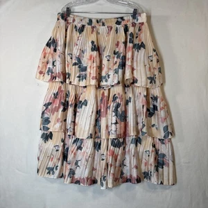 Weidelgras Stufenrock Plissee Blumen - weicher romantischer Kern | helle Töne Größe 2X - Bild 1 von 6