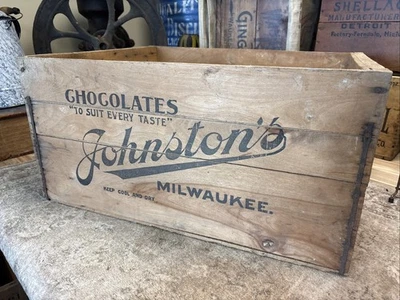 Caja de chocolate vintage Johnston’s Chocolates Candy Milwaukee Wisconsin Foto 1 de 4