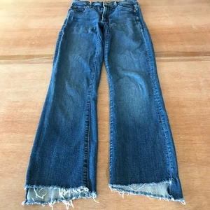 Mother Insider Crop Step Fray Jeans Women 26 Blue Mid Rise Medium Wash - Picture 1 of 13