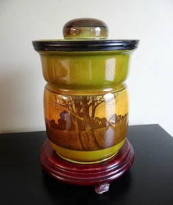 Royal Doulton Tabak Humidor Kingsware Arts & Crafts Home grün braun England - Bild 1 von 19