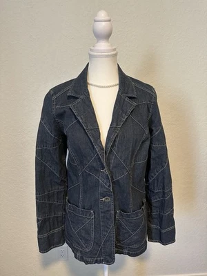 Chaqueta Blazer Denim Gloria Vanderbilt - Costuras en Panel, Estilo Vintage, M Foto 1 de 4