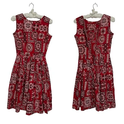 Винтажный 50-х Marcy Lee Даллас платье бандана печать ковбой Western круг юбка Sz S - Изображение 1 из 4