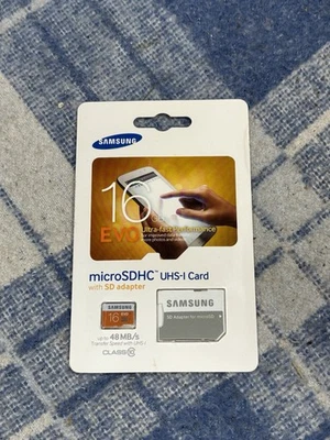 Samsung 16 GB Evo MicroSDHC UHS-I Grade 1 Class 10 Memory Card with SD - Image 1 of 2