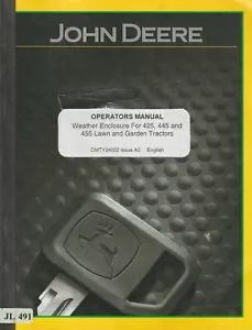 JL491 John Deere Weather Enclosure Operators Manual (2000) OMTY24002 Issue A0 - Picture 1 of 1