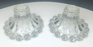 Vintage Anchor Hocking Berwick Boopie Glass Clear Candle Holders - Picture 1 of 3