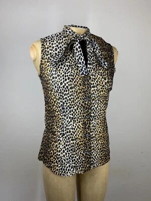 NUEVO CON ETIQUETAS D&G Dolce Gabbana Leopardo Animal Print Algodón Corbata Top Blusa XS Foto 1 de 4