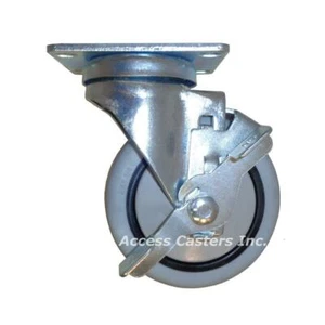 4P20NSB 4" Swivel Plate Caster with Brake, Infiniti Wheel, 300 lbs Capacity - Picture 1 of 1