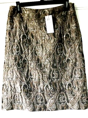 Falda Lida Baday Nueva Con Etiquetas Talla 4 Línea A Brillante Estaño Tostado Cachemira Forrada Noche Bonita Foto 1 de 4