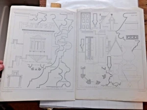 Two Architectural Design Bookplates - Possibly from J. Starforth 1864 Book - Picture 1 of 4