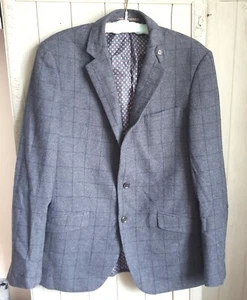 Racing Green Blue Check Jacket Sz 40 R Wool Mix Country - Picture 1 of 7