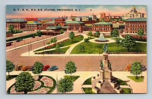 N.Y. N.H. & H Railroad Train Station Providence Rhode Island Fountian Linen - Picture 1 of 2