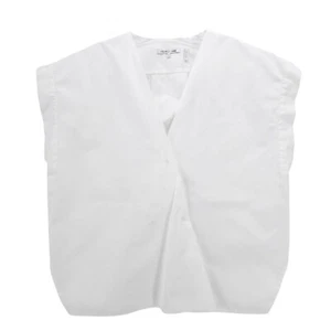 HELMUT LANG White Poplin Sleeveless Top OVERSIZED Size MEDIUM - STAIN! - Picture 1 of 7