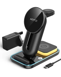 AGPTEK 3 in 1 Wireless Charging Station, Mag -safe Magnetic Charger for iPhone - Zdjęcie 1 z 5