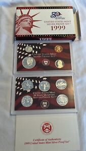 1999 U.S. Mint Silver 9 Coin Silver Proof Set With Box & COA
