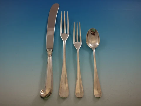 Queen Anne Williamsburg by Stieff Sterling Silver Flatware Set Service 24 Pieces Cover