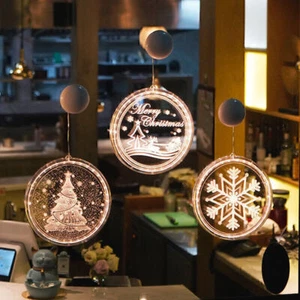 LED Christmas Decor Suction Cup Hanging Lamps 3D Night Light Home Windows Decor - Picture 1 of 21