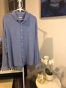 🧡 Michael Kors Men's Blue Slim Fit Fine Knit Button-Down Shirt - Size XL - Picture 1 of 4