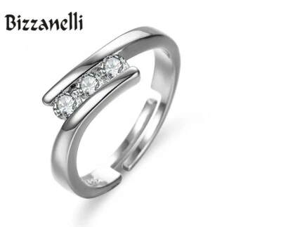 Anello TRILOGY a contrariè in argento 925 con zircone A+++ di eccezionale luce - Immagine 1 di 4