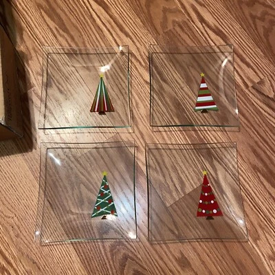 Pampered Chef Holiday Appetizer Plates (Set 4) 2808 6" × 6" Christmas Tree NOB - Image 1 of 2