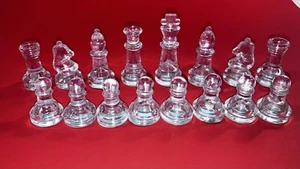 Vintage Chess Pieces Clear Glass Felted Bottoms 1.5- 3" - Picture 1 of 5