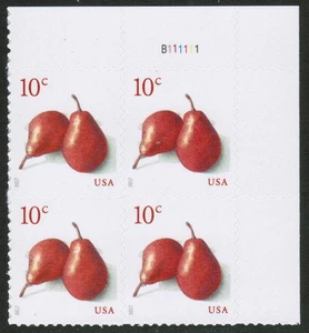 US USA Sc# 5178 MNH FVF PLATE # BLOCK Red Pears Fruit - Picture 1 of 1