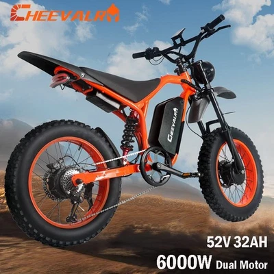 Bicicleta eléctrica E-Bike 52V 32AH 6000W doble motor todoterreno bicicleta eléctrica 60 kmh EE. UU. Foto 1 de 4