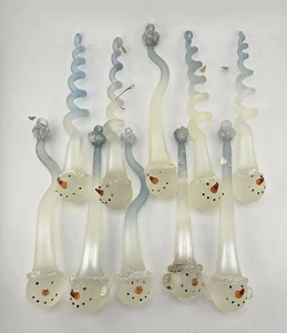 9 Vntg Froster Glass Icicle Snowman  Swirl Christmas Tree Ornaments Ombre Used - Picture 1 of 13