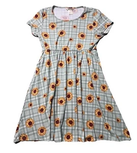 Emma & Elsa Sunflower Print Sun Dress Little Girls Size 14 Light Blue And Yellow - Picture 1 of 7