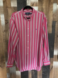 Ralph Lauren Mens 16.5 L Classic Fit Pink Multicolor Stripe Cotton Button Shirt - Picture 1 of 15