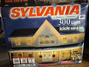 Sylvania 300 Light Icicle Christmas Lights ADD a Set 26ft indoor/outdoor - Picture 1 of 3