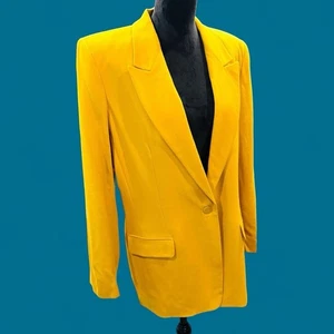 Preppy Retro Gold Gelb Vintage 90er 100% Wolle CHAUS Blazer 16 - Bild 1 von 9