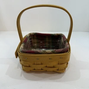LONGABERGER Tarragon BASKET 2001 Signed HandWoven Wood w/ Liner+protector - Picture 1 of 6