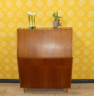 klassischer 60er Jahre Sekretär Nußbaum mid century sixties Kommode Schreibtisch - Bild 1 von 4