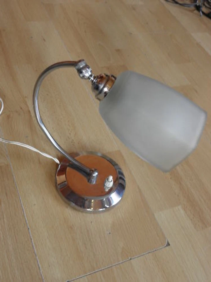 Lámpara de mesa retro antigua vintage SOMBRA vidrio cromado Bauhaus diseño antiguo Foto 1 de 1