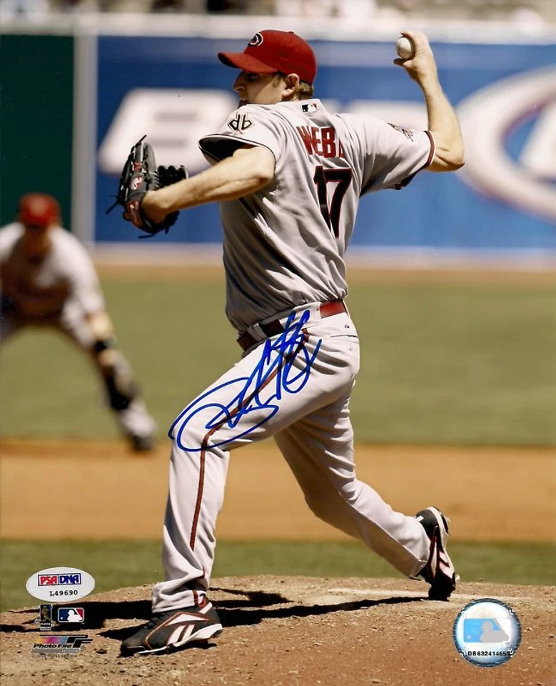 Foto firmada por Brandon Webb de los Diamondbacks de béisbol 8x10 certificado de autenticidad PSA/DNA 2006 autógrafo Foto 1 de 3