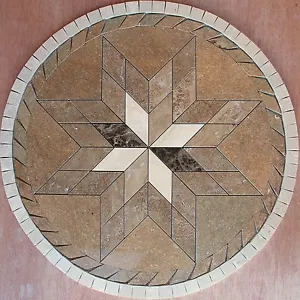 32" Marble Travertine Tile Medallion mosaic Stone Flloring or wall design #51c - Picture 1 of 1