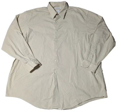 BROOKS BROTHERS STRETCH Men Big Size 18-34/35 Cotton Khaki Button-Up Dress Shirt - Image 1 of 4
